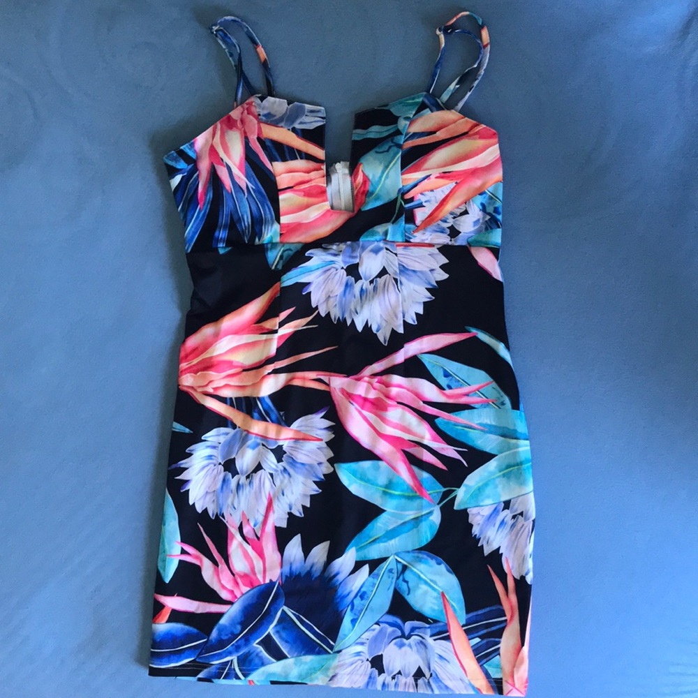 tropical mini bodycon dress